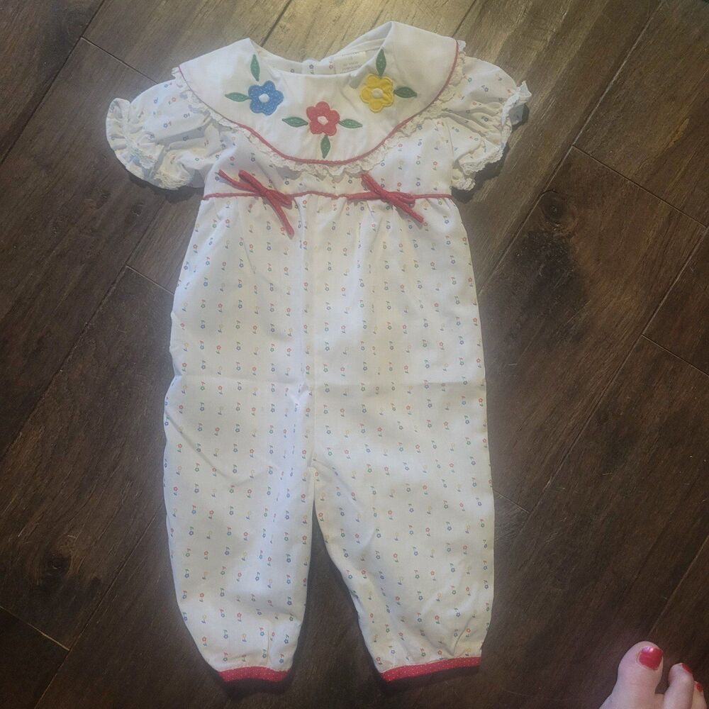 Vintage 3-6 month floral clown jumper